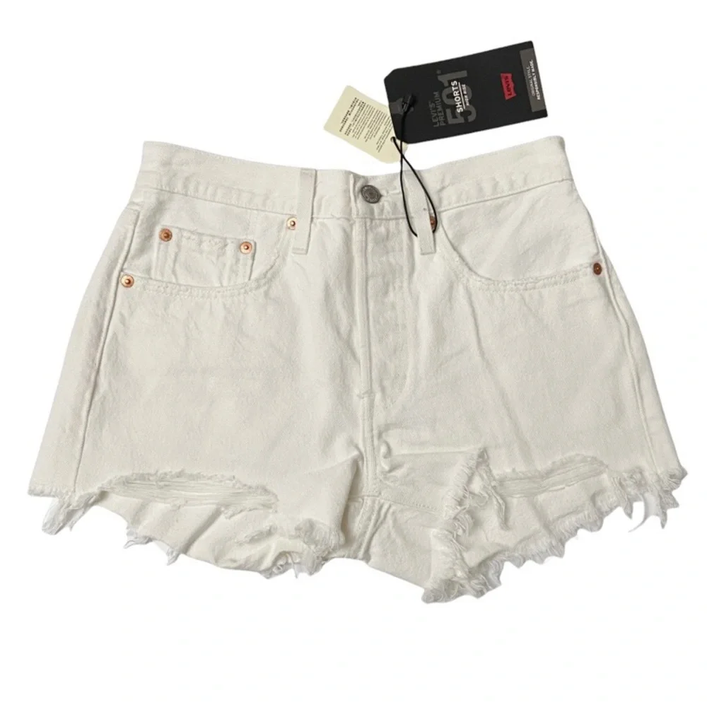 Levi's 501 Original Shorts Hi Rise Distressed Keep It Clean Size 26 NEW - Picture 2 of 8